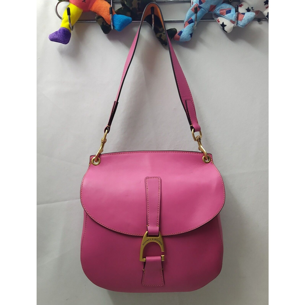 Dooney & Bourke Reese North South Pink Leather Flap Closure Shoulder Bag - Picture 1 of 16